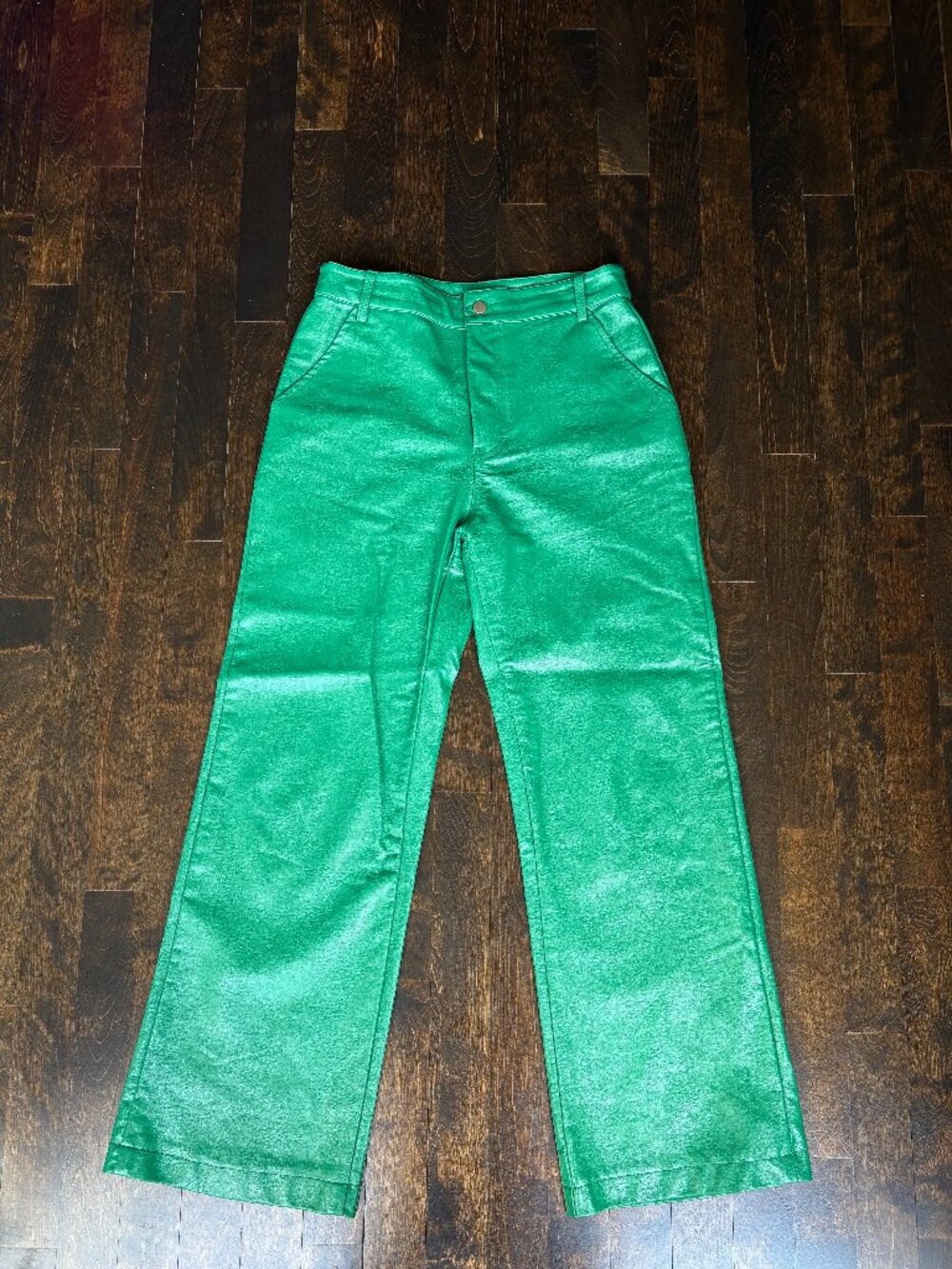 Funky green leather pants
